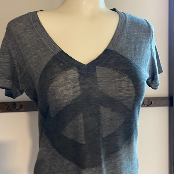 LOL Grey & Black burnout Vintage V-neck T-shirt - Picture 2 of 6